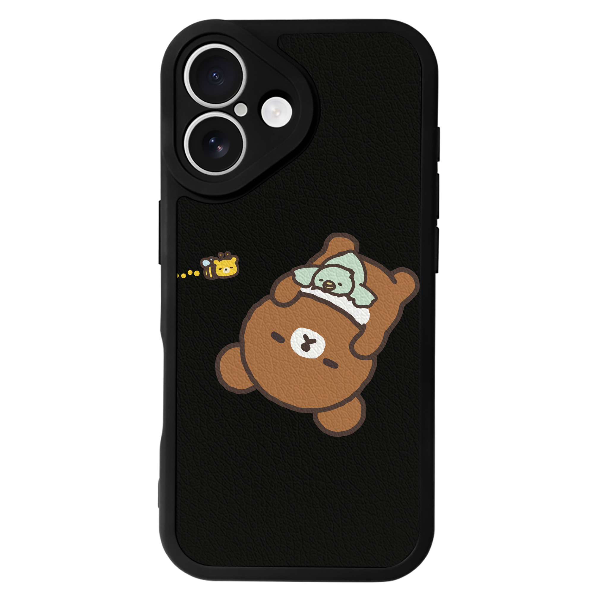 （画像用） リラックマ リラックマ キイロイトリ Rilakkuma Korilakkuma Kiiroitori 【iPhone 16シリーズ対応】シリコンスマホケース（レザー調） 材質：シリコン